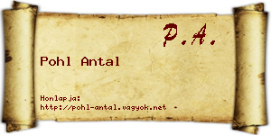 Pohl Antal névjegykártya